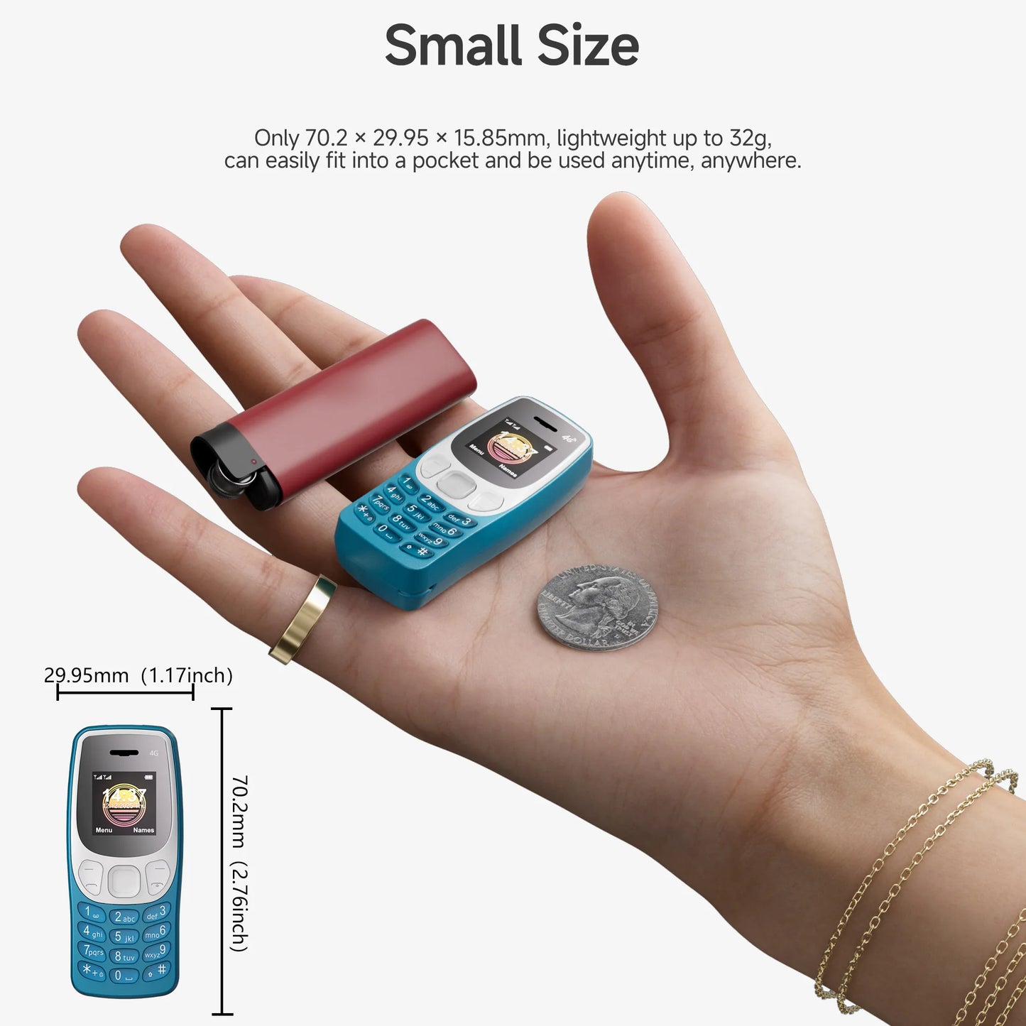 SERVO BM80 LTE 4G Mini Mobile Phone Dual SIM Standby Speed Dial Blacklist Call Recording 0.85" Screen Super Small Phones Back-up