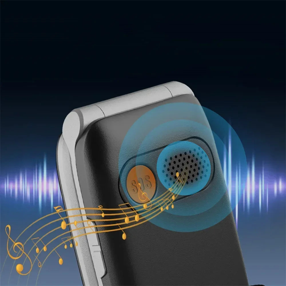 UNIWA V202T 4G Feature Flip Phone Fashion Dual Screen Big Push-Button Flip Mobile Phone for Elderly 1450mAh SOS Function Phone