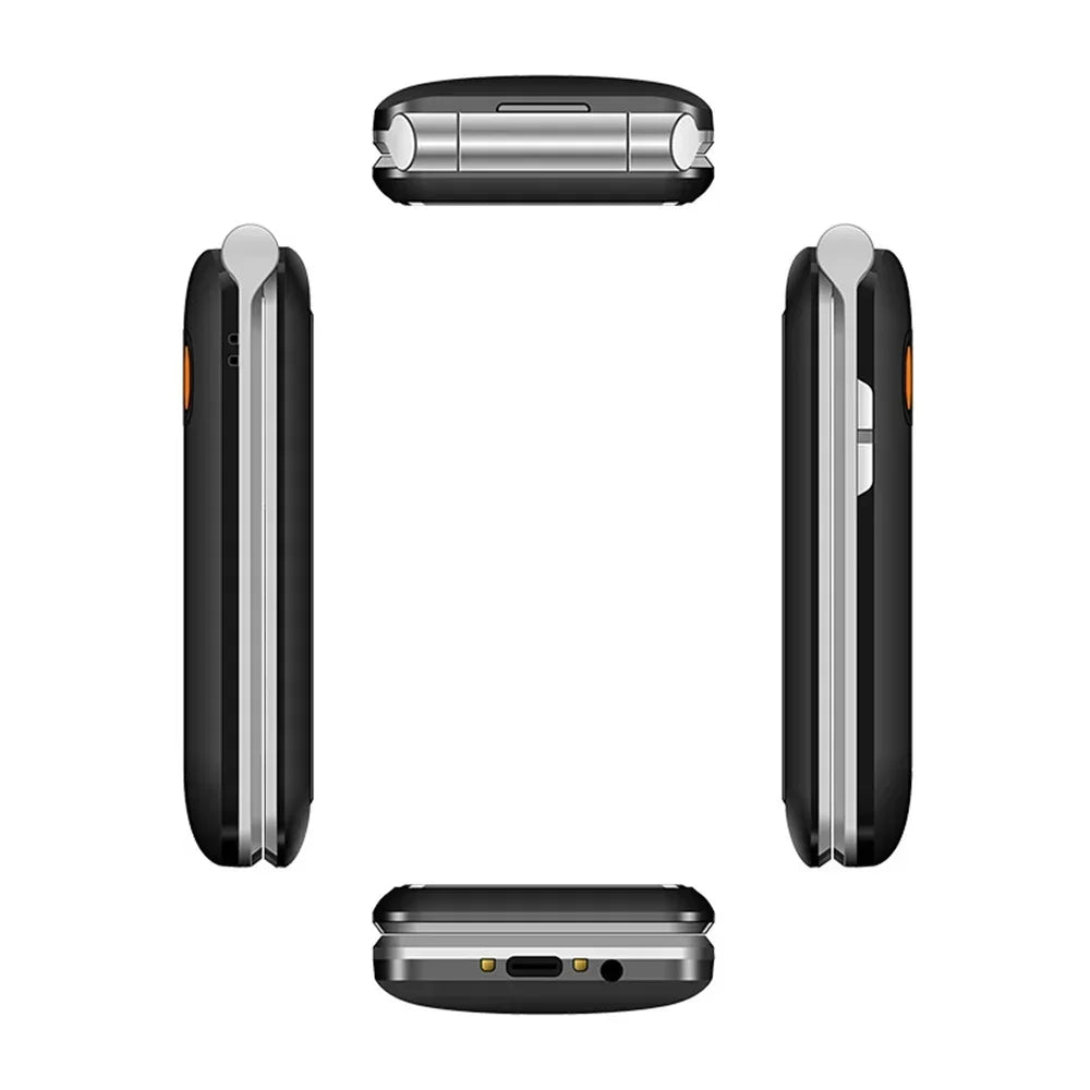 UNIWA V202T 4G Feature Flip Phone Fashion Dual Screen Big Push-Button Flip Mobile Phone for Elderly 1450mAh SOS Function Phone